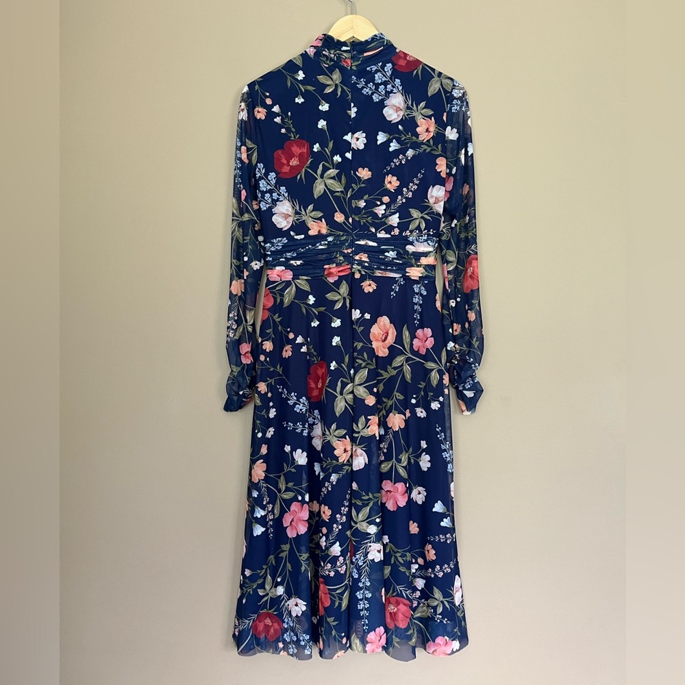 {Eliza J} Floral Mock Neck Long Sleeve Mesh Midi Dress - Womens 6 - Picture 5 of 10
